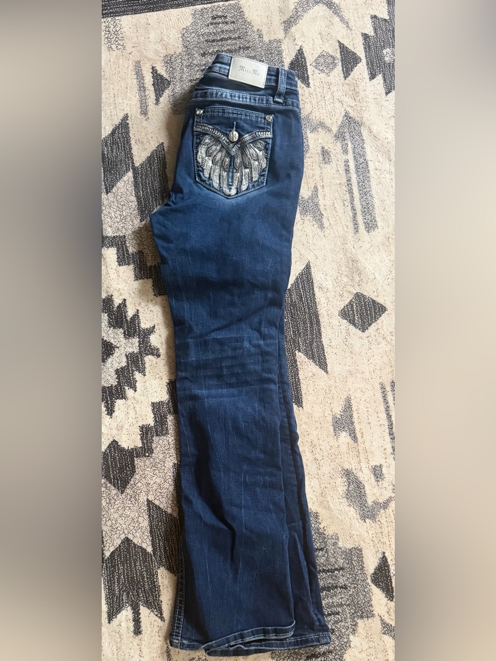 Miss Me Navy Blue Bootcut Jeans with Embellished Pocket